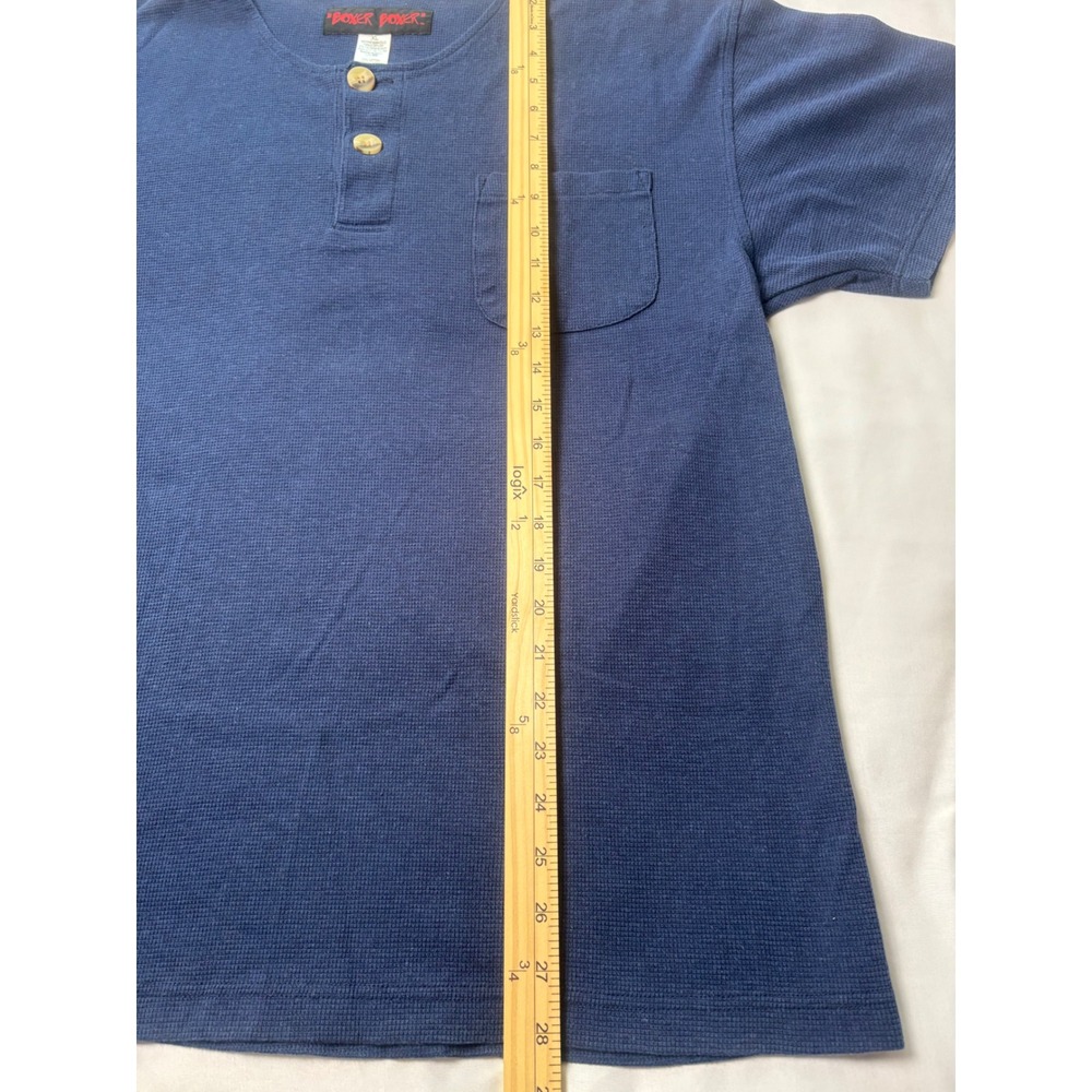 Boxer Boxer Henley Shirt Mens XL Blue Excellent Waffle Knit Pocket Short Sleeve - Picture 9 of 11
